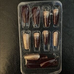 Brown & Gold Press-On Nails Set